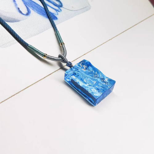 ハンドメイド 海の波 ネックレス ペンダント 手作り レジン