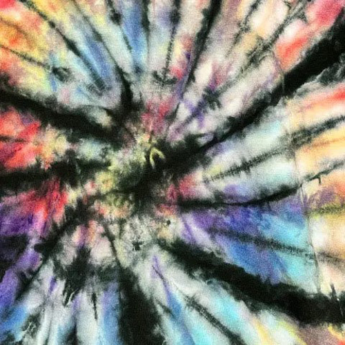 タイダイ Tシャツ XXLサイズ ブラック×カラフル スパイラル