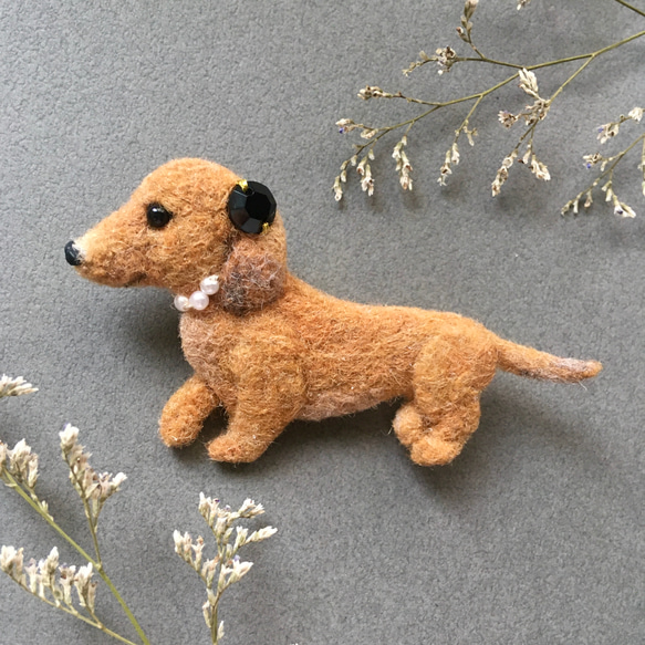 ミニチュアダックス♡レッド♡羊毛フェルト☆ハンドメイド