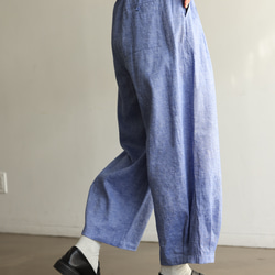有趣又時尚的長褲，讓你的雙腳更輕鬆 棉麻海軍藍桔梗 240506-2 第7張的照片