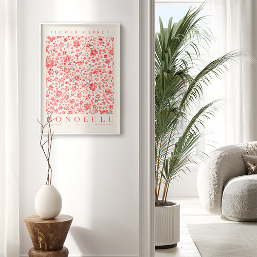 アートポスター 華やかなボタニカル フラワーマーケット ホノルル