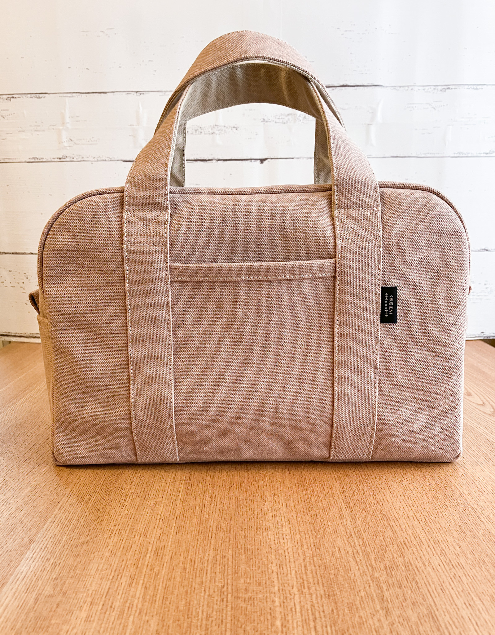 帆布　ミニボストン　アッシュピンク（バイカラー）