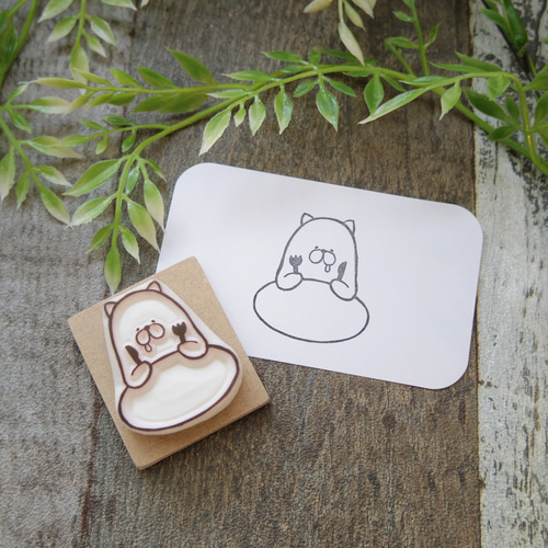 ネコのしろ村さん ＊消しゴムはんこ はんこ・スタンプ 道ぬこふたりだ