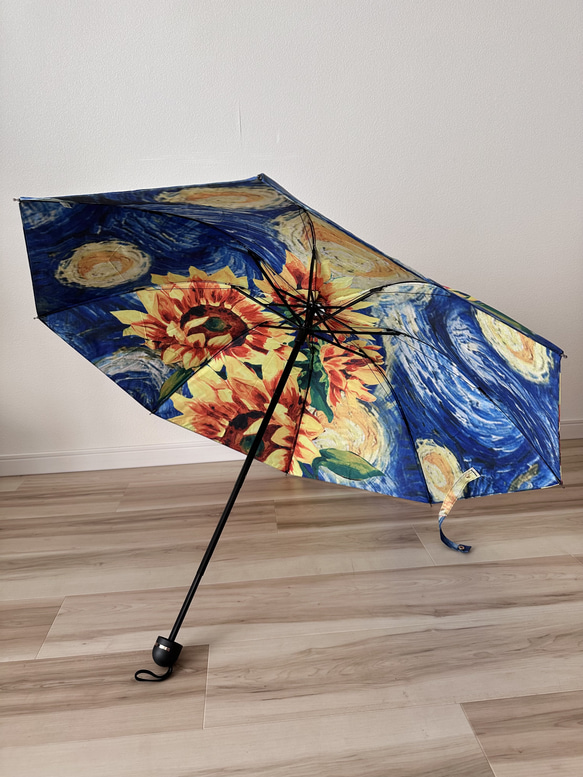 日傘 雨傘 折りたたみ傘 ３つ折り傘 骨8本 リボン付き 晴雨兼用 完全遮光 UVカット UPF50 マルチカラー5 1枚目の画像