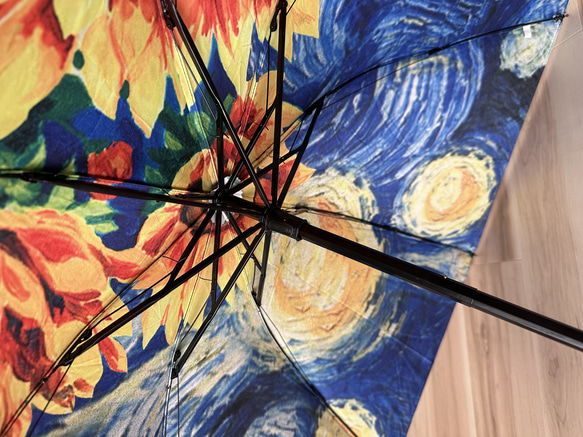 日傘 雨傘 折りたたみ傘 ３つ折り傘 骨8本 リボン付き 晴雨兼用 完全遮光 UVカット UPF50 マルチカラー5 5枚目の画像