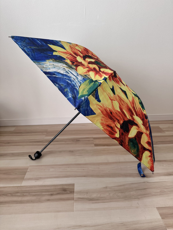日傘 雨傘 折りたたみ傘 ３つ折り傘 骨8本 リボン付き 晴雨兼用 完全遮光 UVカット UPF50 マルチカラー5 2枚目の画像