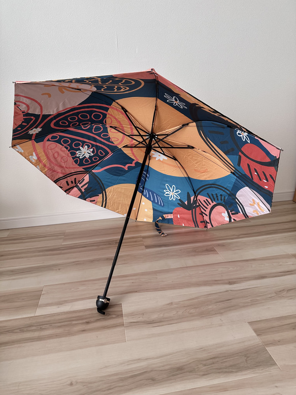 日傘 雨傘 折りたたみ傘 ３つ折り傘 骨8本 晴雨兼用 完全遮光 UVカット UPF50 マルチカラー6 1枚目の画像