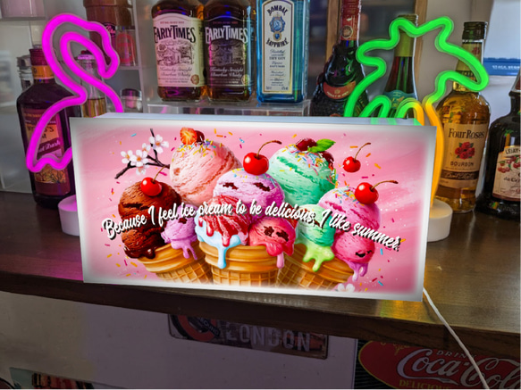 【壁掛け Lサイズ】アイスクリーム ソフトクリーム アイスキャンディー スイーツ 照明 看板 置物 雑貨 ライトBOX 2枚目の画像