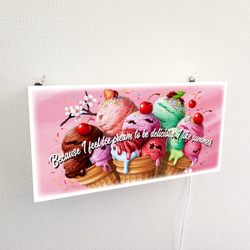 【壁掛け Lサイズ】アイスクリーム ソフトクリーム アイスキャンディー スイーツ 照明 看板 置物 雑貨 ライトBOX 4枚目の画像