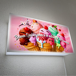 【壁掛け Lサイズ】アイスクリーム ソフトクリーム アイスキャンディー スイーツ 照明 看板 置物 雑貨 ライトBOX 3枚目の画像
