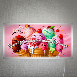【壁掛け Lサイズ】アイスクリーム ソフトクリーム アイスキャンディー スイーツ 照明 看板 置物 雑貨 ライトBOX 1枚目の画像