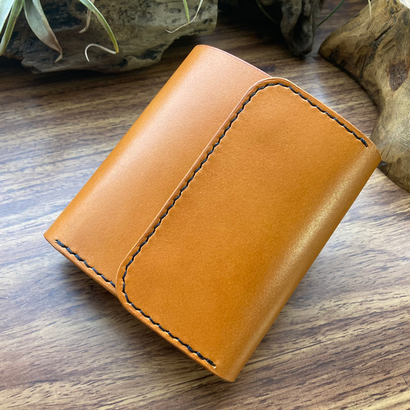 生成りヌメ革　三つ折り財布 受注製作品】コンパクト三つ折り財布 【ご納期：約2週間程度での