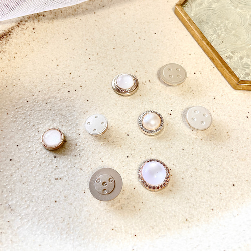 4pcs】カボション デコパーツ シェル風 パール調 ゴールド パーツ 032
