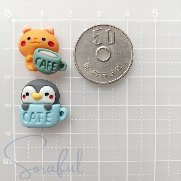【5個】動物カフェのマグカップ　ねこ　ペンギン　アニマル【デコパーツ】 D-0415 9枚目の画像
