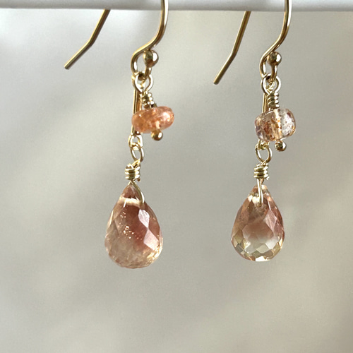 14KGF オレゴンサンストーン ピアス ピアス（フック・チェーン