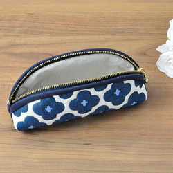 フランスジャガード織花柄のメガネケース◇ネイビー 2枚目の画像