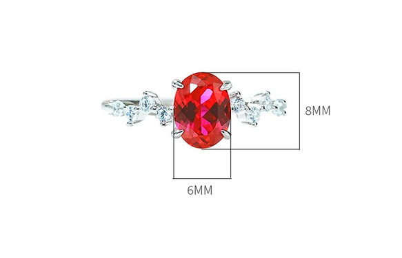 人工ルビー オーバル 高炭素ダイヤモンド キラキラ ゴージャス リング ラグジュアリー レッド ピンク 7枚目の画像