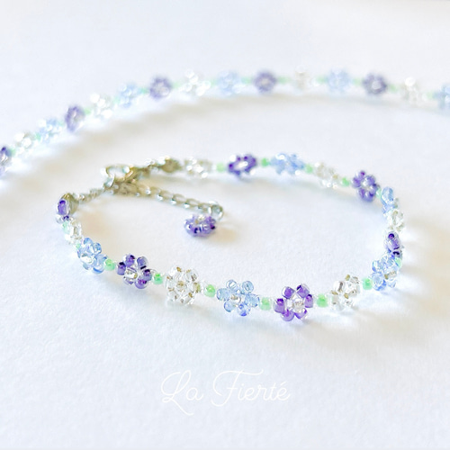 紫陽花】 ブレスレット (青) / 6月誕生花 / 韓国アクセサリー / パール