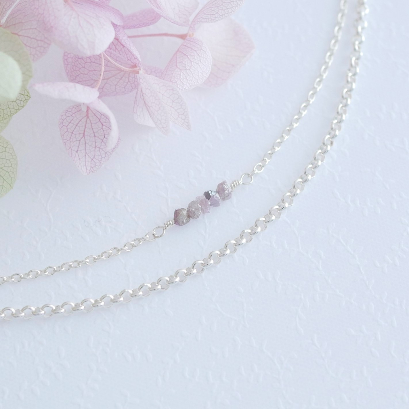 ダイヤモンド原石のブレスレット　Pink