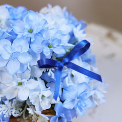 サムシングブルー　紫陽花のナチュラルバスケット　Creema限定　ギフト　ちょい飾り　お供え　 1枚目の画像