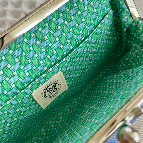 ミナペルホネン ハンドメイド がま口長財布ポーチ パッチワーク 横長タイプ ミナペルホネンのパッチワークの可愛いがま口