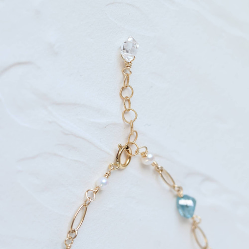 天然石 14kgf ブルージルコンのブレスレット華奢上品シンプル爽やか