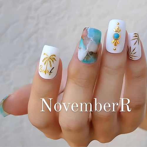 LA396☆ヤシの木〜大人カジュアルなサーフネイルチップ ネイルチップ