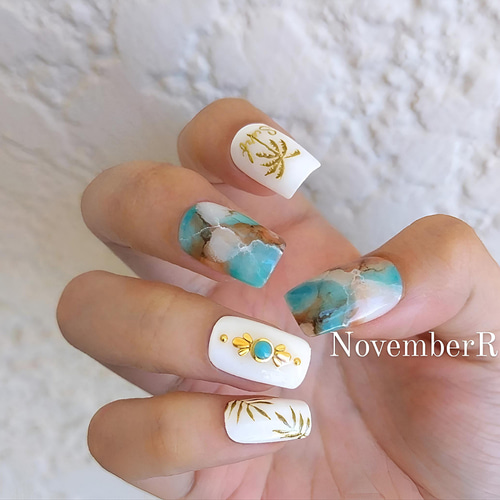 LA396☆ヤシの木〜大人カジュアルなサーフネイルチップ ネイルチップ