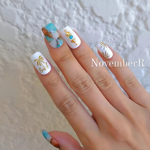 LA396☆ヤシの木〜大人カジュアルなサーフネイルチップ ネイルチップ