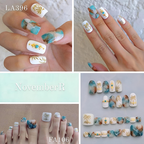 LA396☆ヤシの木〜大人カジュアルなサーフネイルチップ ネイルチップ