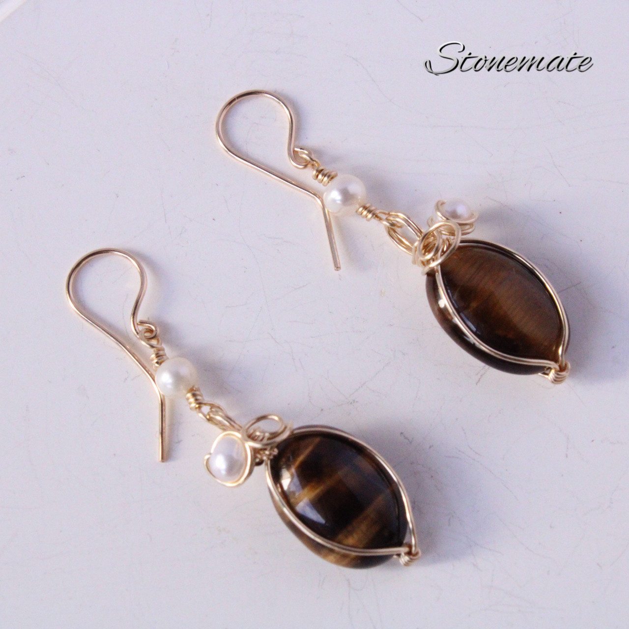 タイガーアイ　14kgfピアス