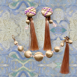 ✤繻子玉とロングタッセルの羽織紐 ティーグリーン✤ 5枚目の画像
