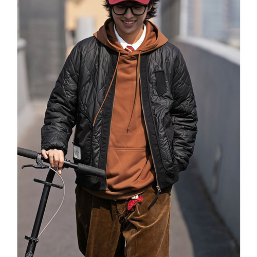 キルティング ミリタリー ジャケット ブラック ジャンパー カジュアル