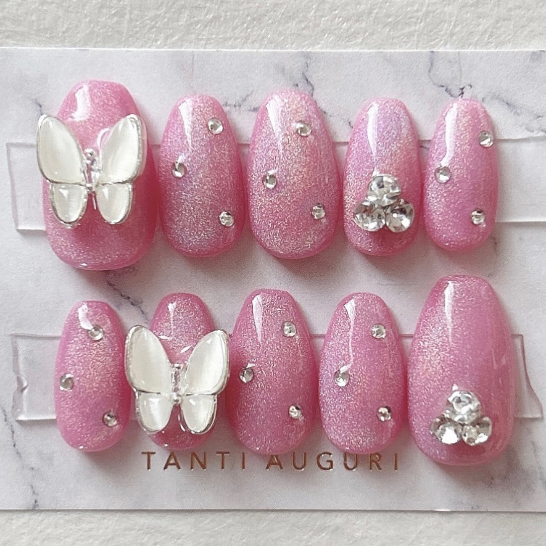 ネイルチップ オーダー ワンホン 韓国 量産型 フレンチガーリー ガラス