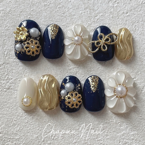 【カラー変更、サイズ指定無料】ネイルチップ　ぷっくりフラワー　袴ネイル　成人式 成人式 振袖 ピンク 袴 和柄 ネイルチップ ぷっくりフラワー