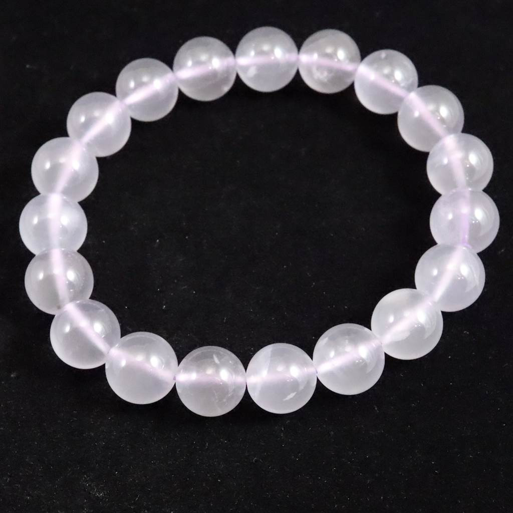 ロシア ウラル産　アイスクォーツ カルセドニー 10mmブレスレット  28.3g #76454