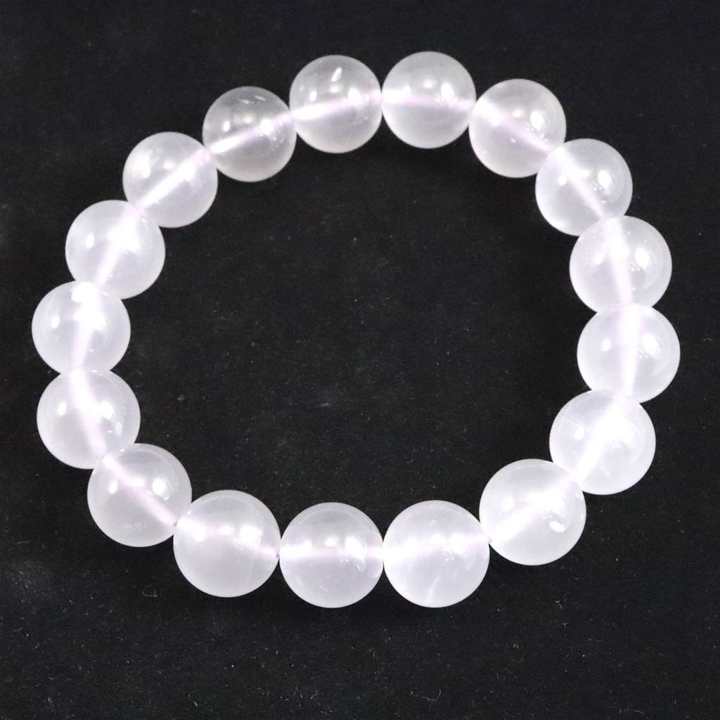 ロシア ウラル産　アイスクォーツ カルセドニー 12mmブレスレット  43.2g #26064
