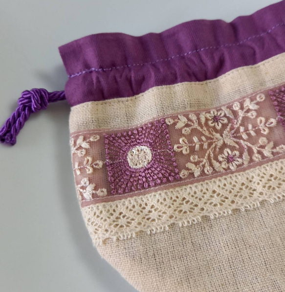 ピルケース&巾着セット　インド刺繍リボン 4枚目の画像