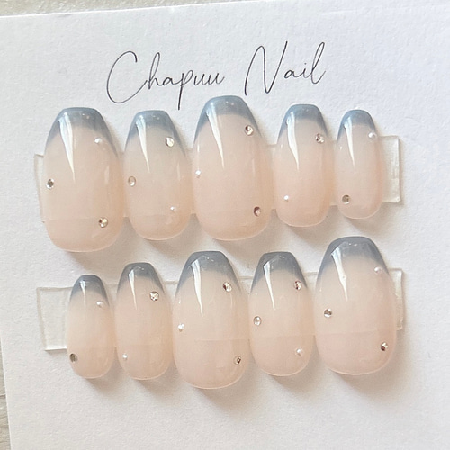 ネイルチップ フレンチ 韓国 ワンホン フレンチガーリー ヌーディー  