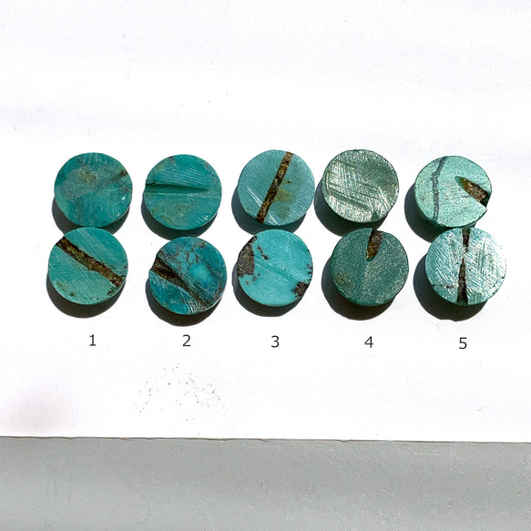 チベット産ターコイズ[248]円形2個セット　ルース ／天然石 ／ カボション 2枚目の画像
