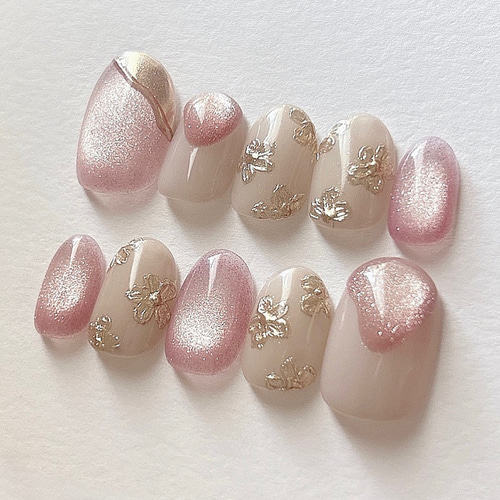 ネイルチップ ニュアンス マグネット ミラーフラワー お花 シ