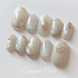 18))りぼんネイル フレンチガーリー ビジュー シルバー 付け爪 ネイルチップ 1535510862.jpg?1649780478