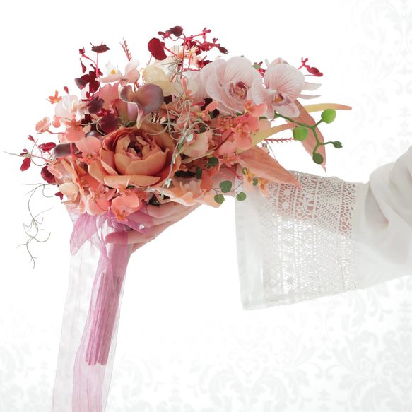 ウェディングブーケ.*・゜♪ふんわりくすみピンクのクラッチブーケ