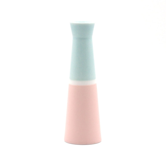 【送料無料】ー美濃焼　職人づくりー　Flower Vase（フラワーベース）　color：light blue×pink 1枚目の画像