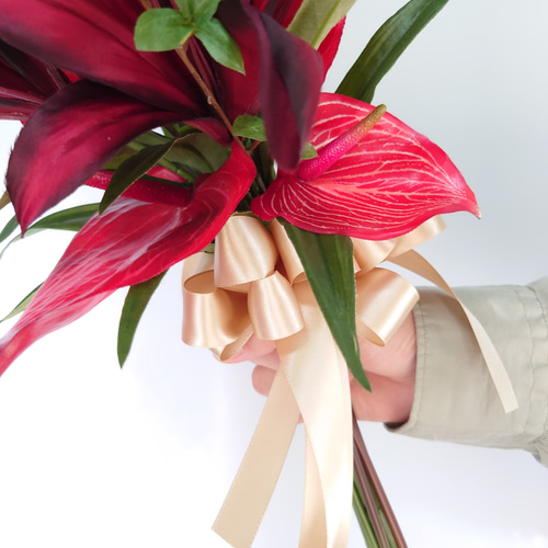 ちゆうブーケ 7月の誕生花 百合のクラッチブーケ【Bouquet】アーティシャルフラワー