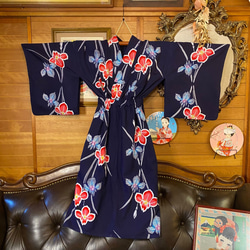 和洋折衷 浴衣 リメイク ワンピース ドレス レトロ 古着 和 モダン W-294 6枚目の画像