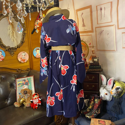 和洋折衷 浴衣 リメイク ワンピース ドレス レトロ 古着 和 モダン W-294 5枚目の画像