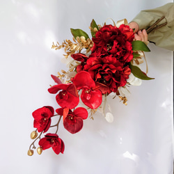 季節花 芍薬と胡蝶蘭のクラッチブーケ【Bouquet】アーティシャルフラワー 4枚目の画像