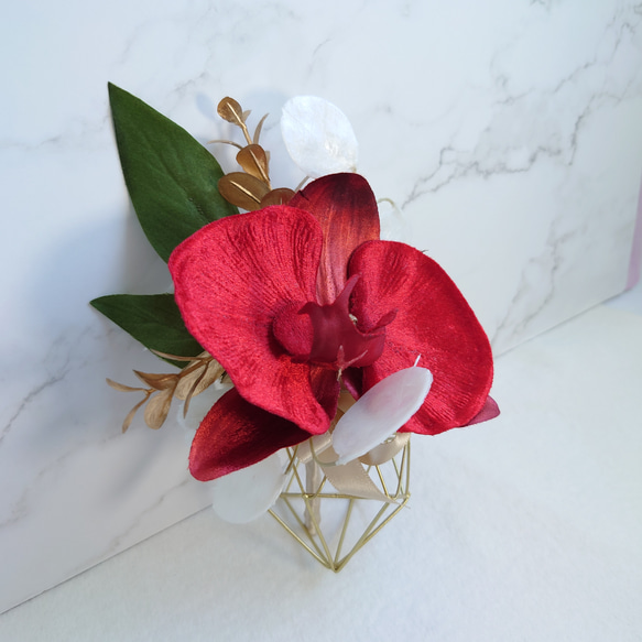 季節花 芍薬と胡蝶蘭のクラッチブーケ【Bouquet】アーティシャルフラワー 11枚目の画像