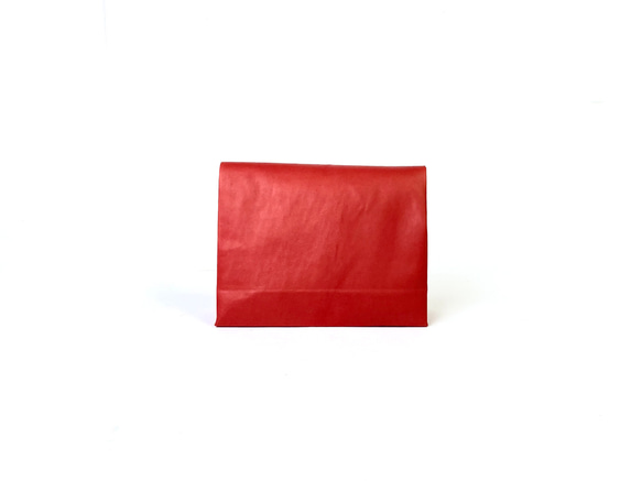 KAMIBUKURO（紙袋）L號 純正國產馬皮革 紅色 第6張的照片